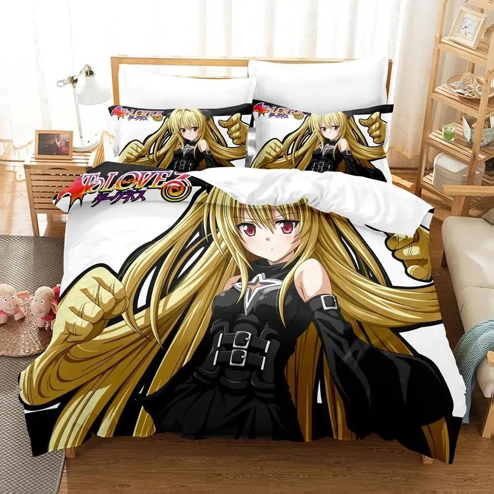 Anime Adult Boys Bedspread Single Double Queen King Size To Love Ru Duvet Cover Bed Set Quilt Cover Pillowcase