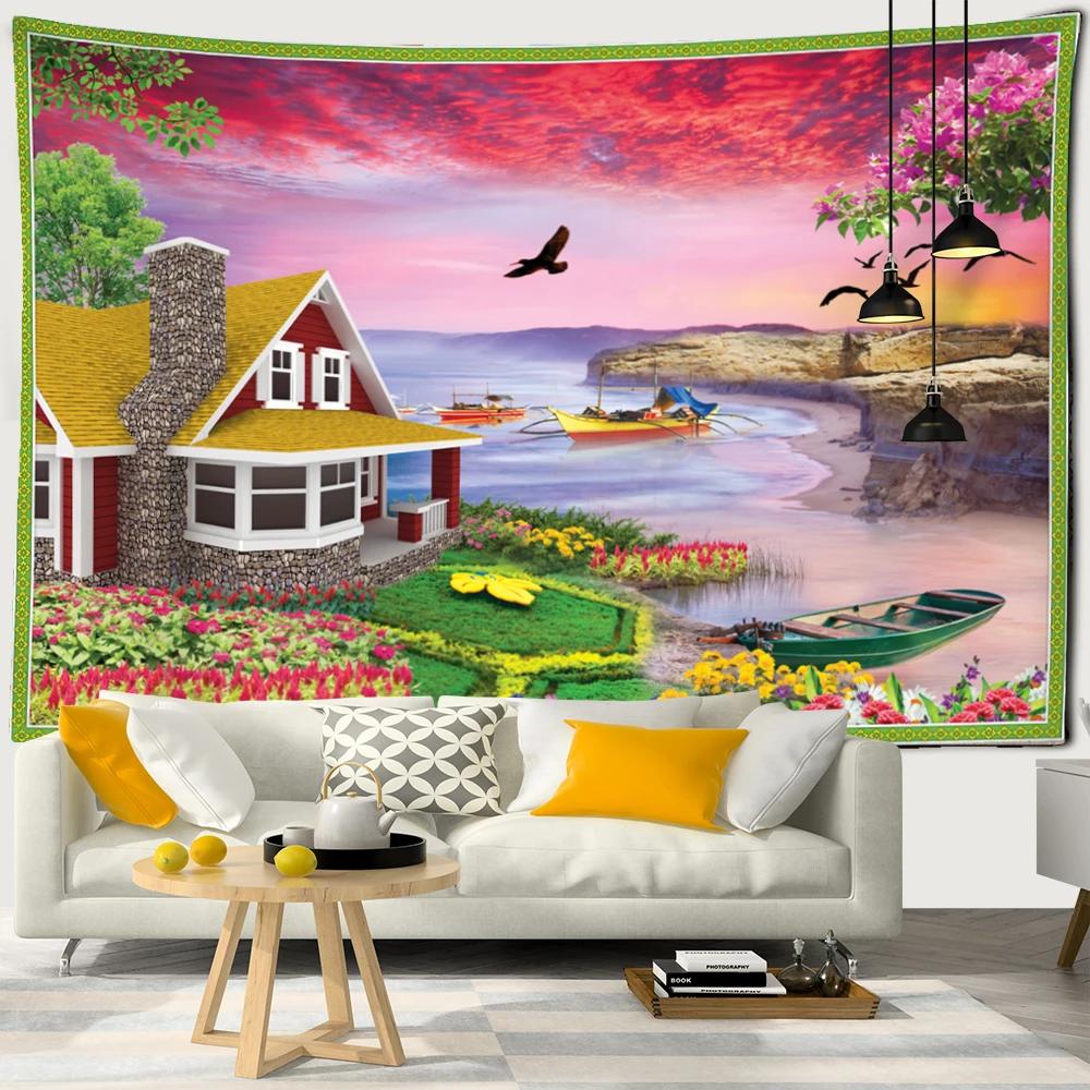 Nordic psychedelic hanging fabric background wall covering home decoration wall blanket tapestry bedroom wall hanging