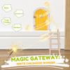 Cartoon Elf Door Fairy Door Kit with Ladder Natural Wood Elf Door Kit for Children's Room Wall Bookshelf Tree Garden Decoration