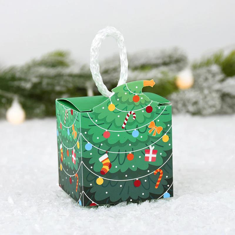 10PCS Christmas Gifts Box Cookies Candy Box Xmas Tree Hanging Christmas Decorations For Home 2025 Navidad Natal New Year Gifts