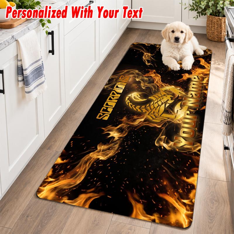 Scorpions Custom Name Flannel Rug Kitchen Mat Non Slip Floor Carpet Personalized Home Decor