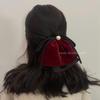 Elegant Wine Red Velvet Bow Ponytail Claw Clip for Women