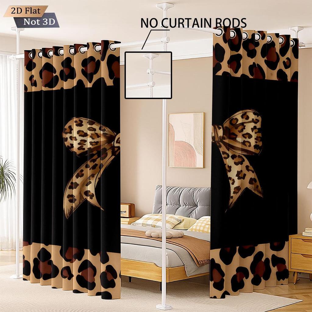 Custom Leopard Print Bowknot Blackout Curtains - Thick, High-Precision Sun Protection