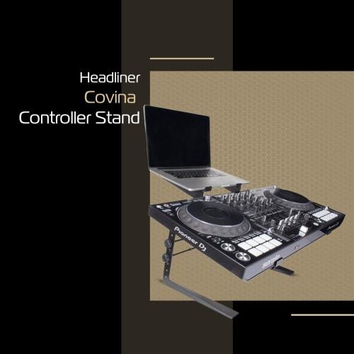 Headliner Covina Portable Dual DJ Controller Stand; Adjustable and Durable DJ Stand for Controller and Laptop; Ideal for DJ Rigs At Home, In the Club,
