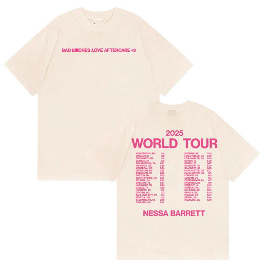 Nessa Barrett Aftercare World Tour 2025 New T Shirts Men Women Summer Aesthetic High Quality T-shirt 100% Cotton Oversized Tees