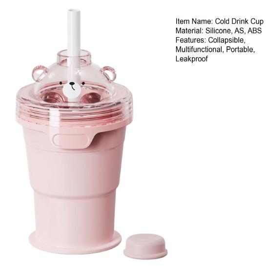 2-in-1 Collapsible Silicone Ice Ball Maker Cup Portable Ice Cube Bottle