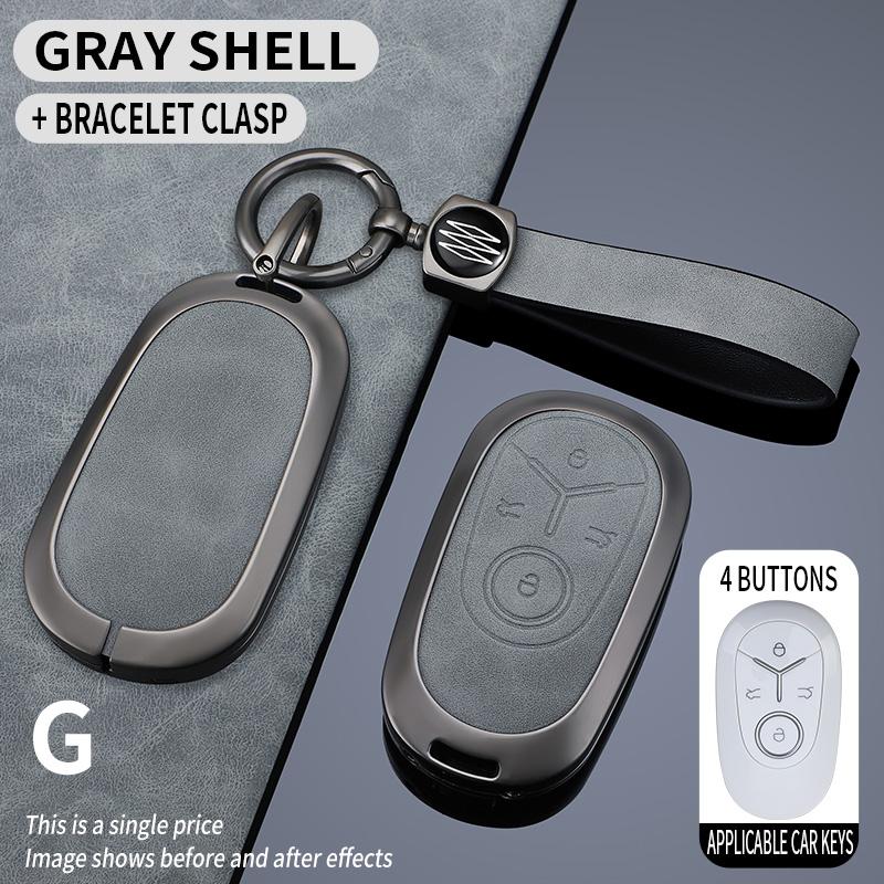 

Zinc Alloy + Leather Car Key Case Cover Shell Fob for 2025 Geely GEOME Galaxy Light Star Wishes 2025 Exploration Youth Version