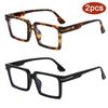 2pcs Fashion Square Anti-Blue Light Computer Eyewear Minimalist Optical Eye Glasses with Metal Frame Luxury Eyewear Unisex
