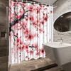 1Pc Cherry Blossom Shower Curtain With Floral Design For Bathroom Decor - Polyester Fabric, Comfortable And Vibrant Look, Includ