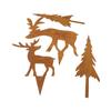 4 szt. Metalowe paliki świąteczne Odporne na warunki atmosferyczne Kształt Drzewa i Jelenia Dekoracyjne do Ogrodu Tarasu na Zewnątrz