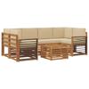 Outdoor Sofa Set 7 Pcs Natural and Beige Solid Acacia Wood