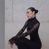 Women's Fall Fashion Temperament Semi-high Neck Gauze Patchwork Slim Dress