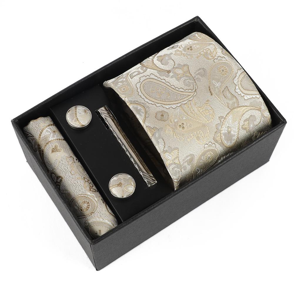 Heren Paisley Jacquard Stropdas met Cadeaubox - Elegante 8CM Cashew Design