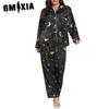 GMXIA Dames todelt loungewear-pysjamas i stretchsateng