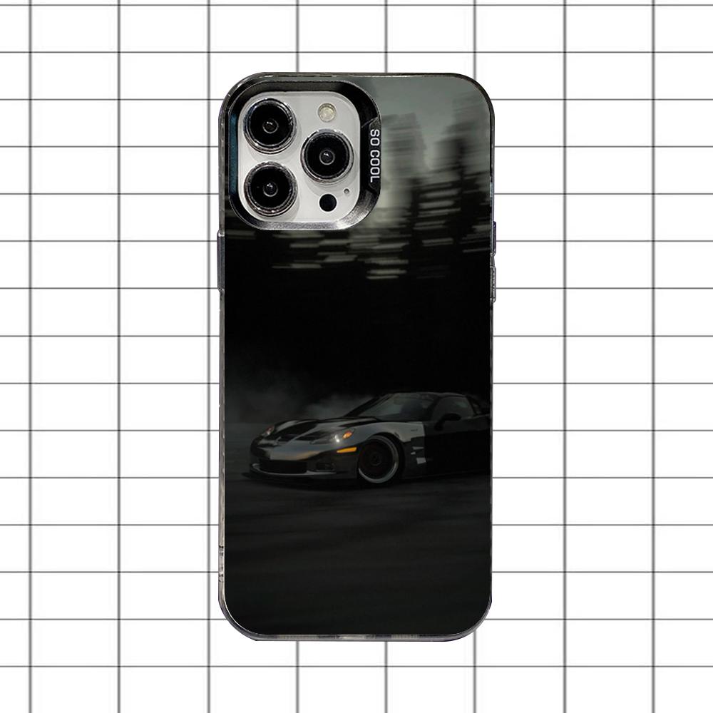 C-CorvetteS C8 C6 Cars Phone Case For iPhone 16,15,14,13,12,11,8,7,Pro,Max,Plus,Mini,XS,SE Anti Fall Black Matte Hard
