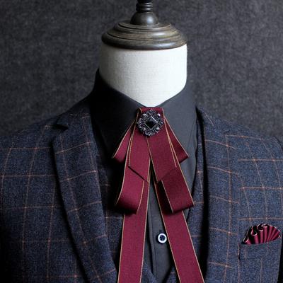 Ribbon Rhinestone Bow Tie Fashion British Korean Men and Women's College-style Dress Suits Shirt Collar Flowers Ties for Men