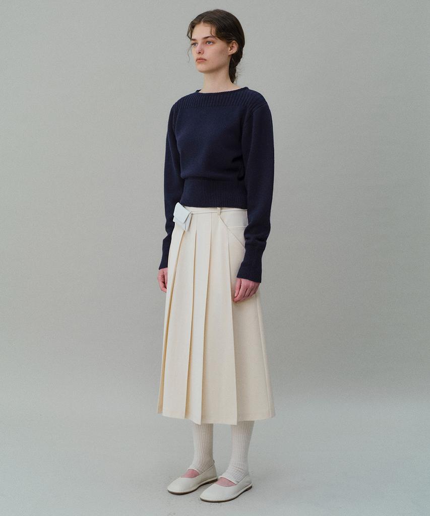 Aubeuawo Double Pocket Pleats Skirt (Ivory)