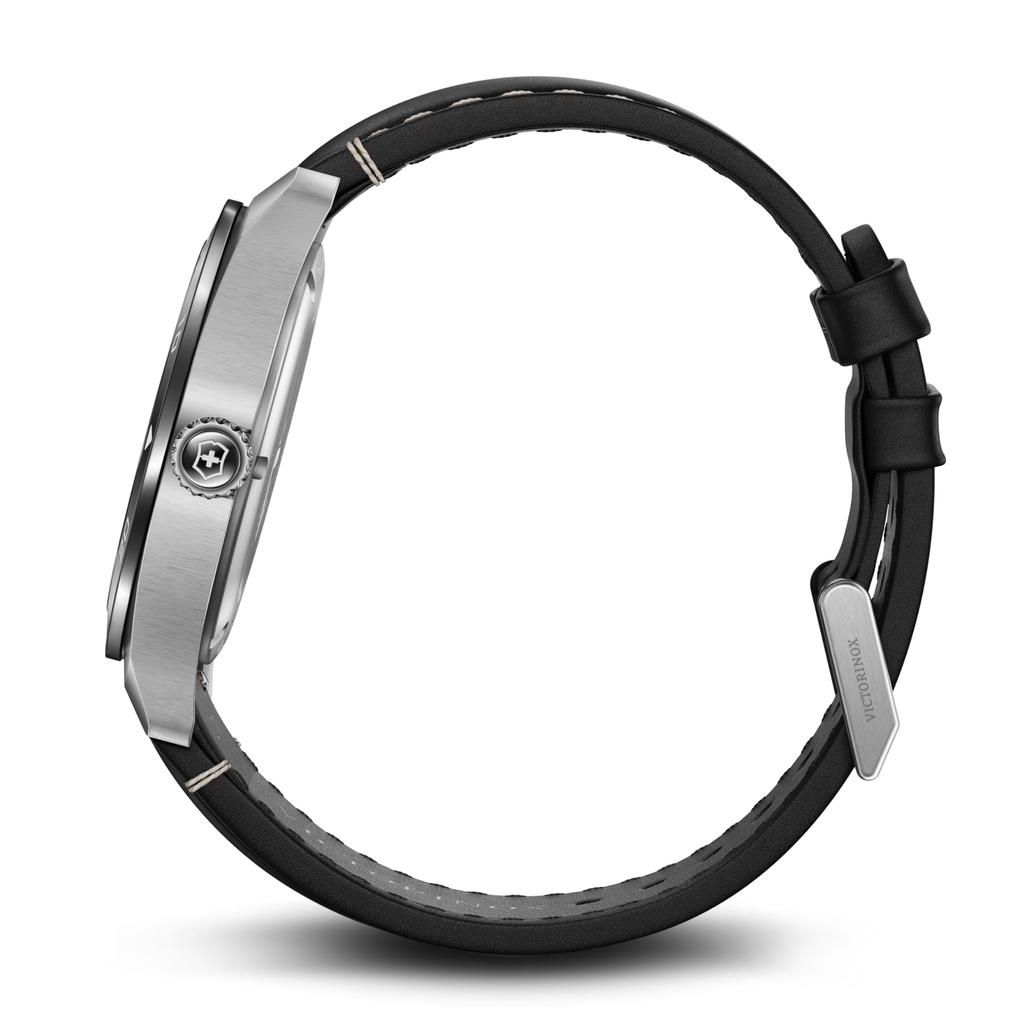 VICTORINOX SWISS ARMY Analog Quartz Black Black Leather Stainless Steel Case Strap Brand Name Black Leather Band 242041 Watch, Waterproof, Men's