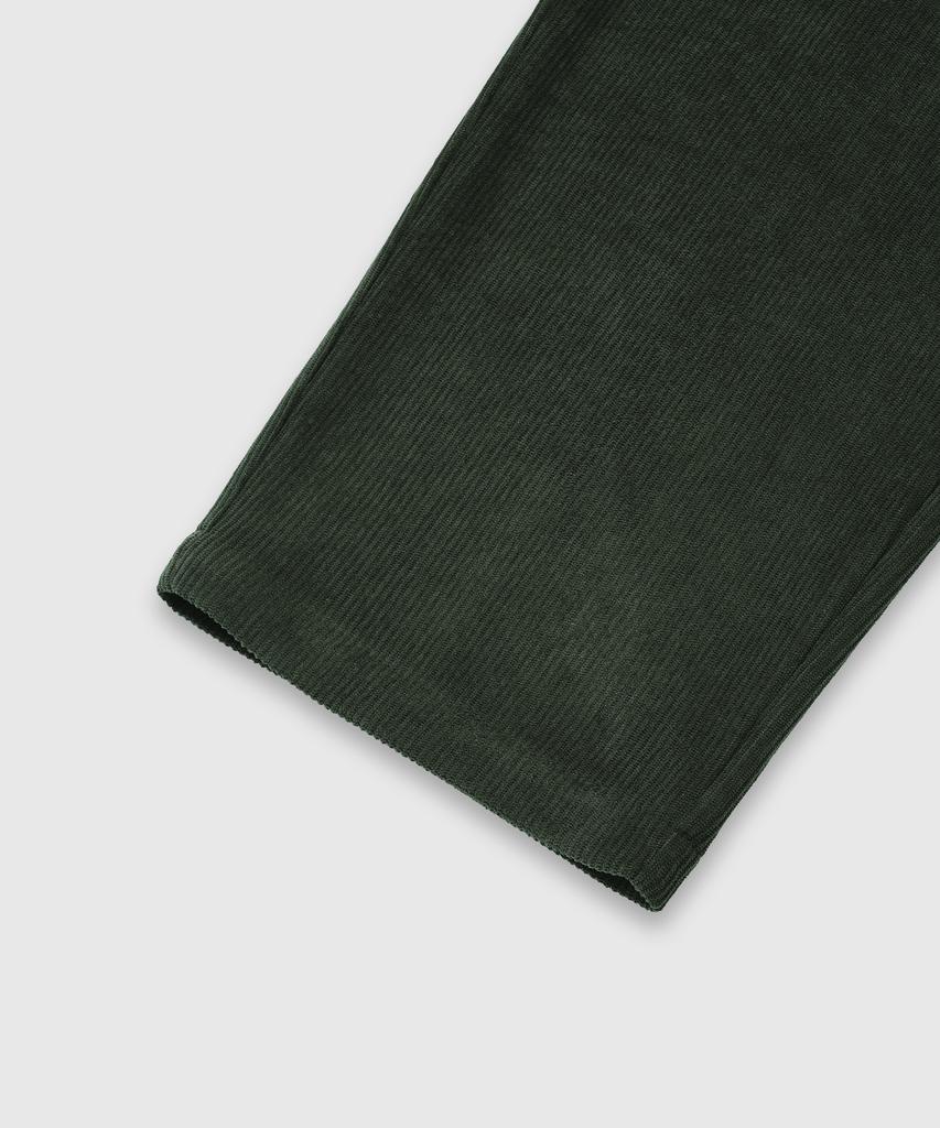 LEMAIN SECOND Single-Pleat Wide Corduroy Elastic Pants [Khaki]