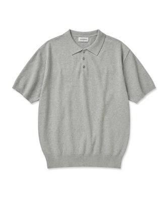 CUZNELLO Cool Cotton Collared Short Sleeve Knit_Gray