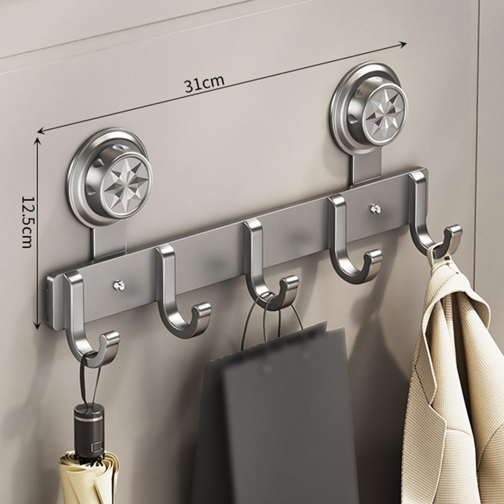 Wall Mounted Suction Cup Door Hook 4/5/6/7/8 Hook Hanging Coat Holder Wall Clothes Hanger  Bathroom