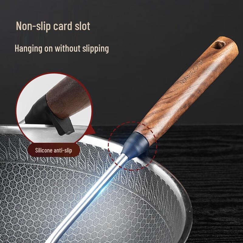 Meichu 316 Stainless Steel Slotted Spoon with Walnut Handle