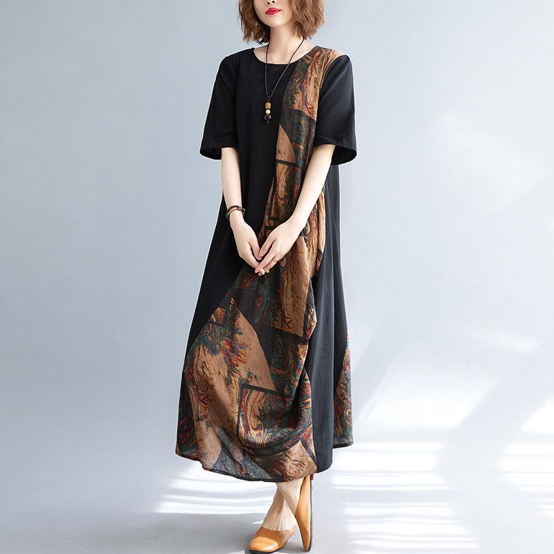 Sommer Retro Bedrucktes Lockeres Übergroßes Damen Strandkleid