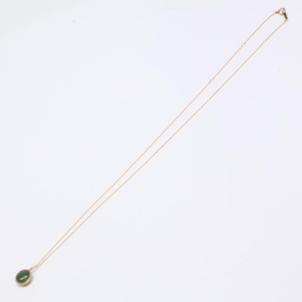 MOTHERHOUSE K10 Midori Nephrite Pendant Top with K10YG Chain Necklace Yellow GoldUsed