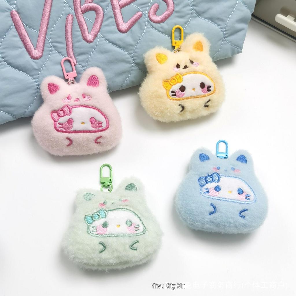 Cartoon Bear Headgear Daruma Squeaky Pendant Cute Plush Toy Brooch