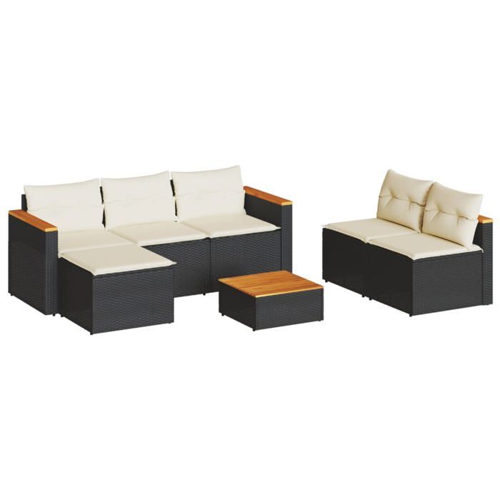 VidaXL Salon de Jardin avec Coussins 5 pcs, Canapés de Terrasse, Ensemble de Meubles de Patio, Mobilier d'Extérieur, Noir 3213537