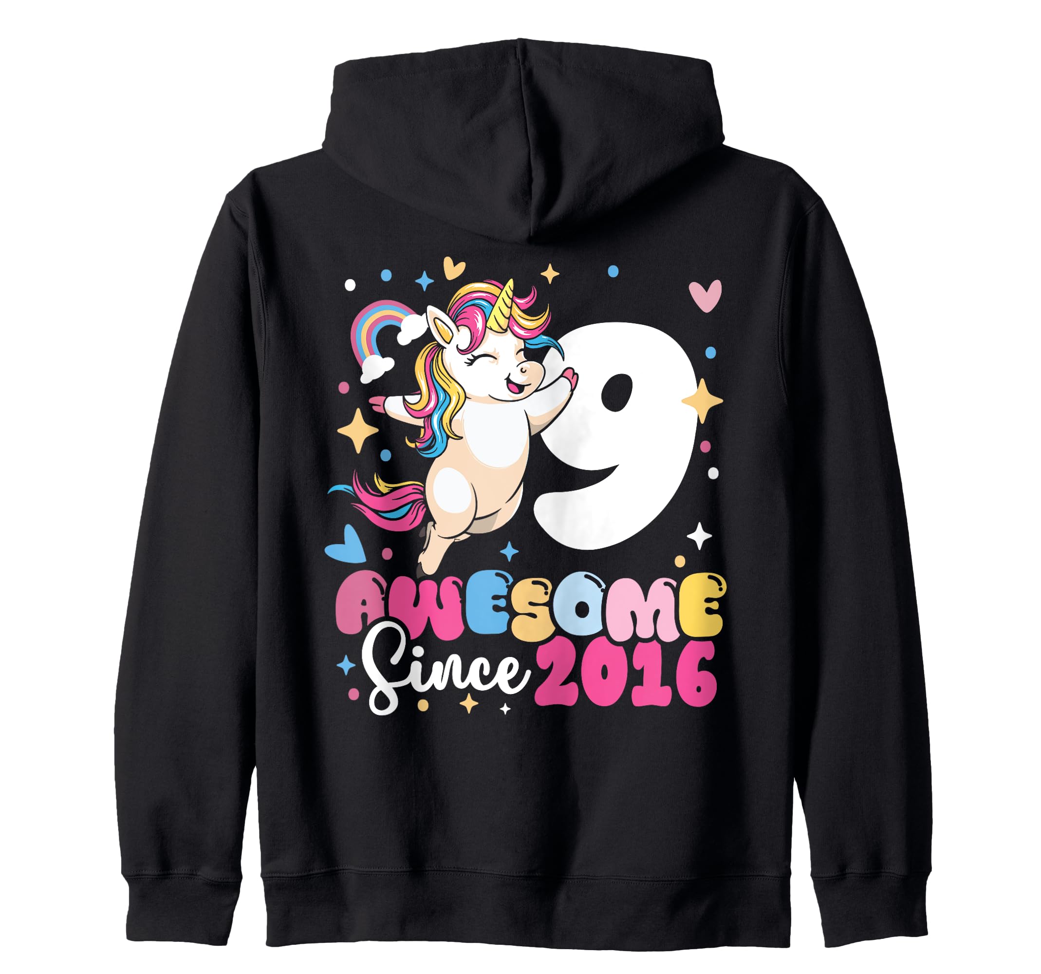 9th Birthday Unicorn Awesome Since 2016 9-Year-Old Kids Zip Hoodie