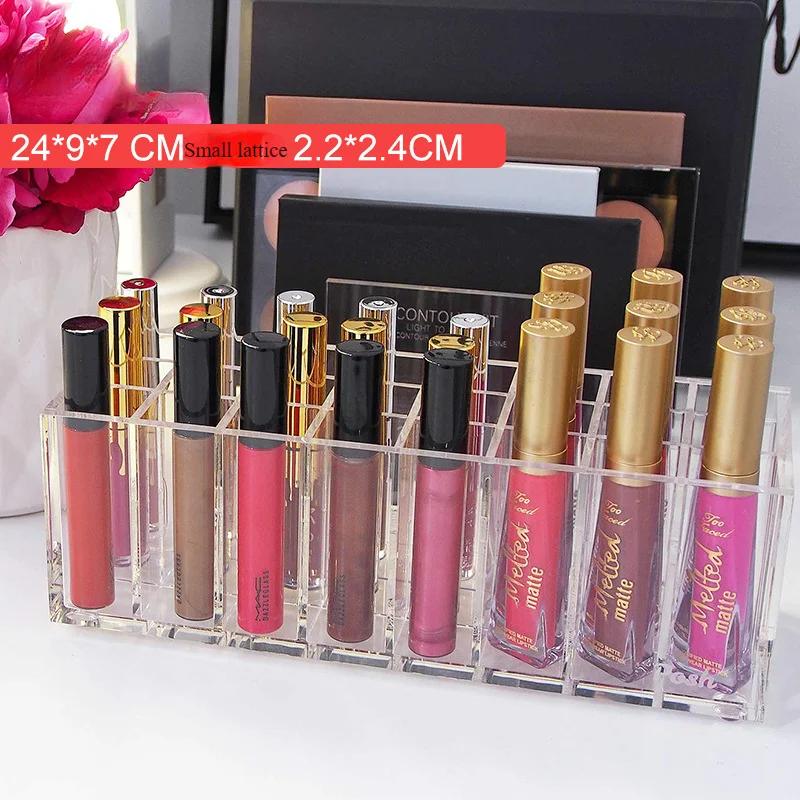 

24 решетки акриловый органайзер для помады контейнер для блеска для губ пластиковый ящик для хранения лака для ногтей держатель для косметики стойка для косметики 24x9x7cm прозрачный