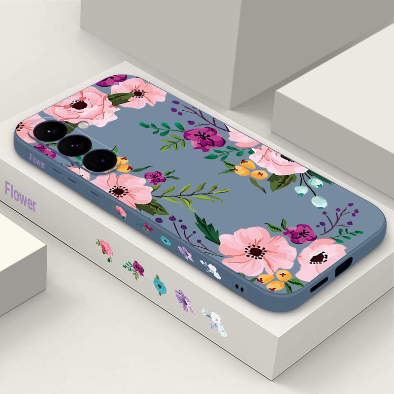 Husă Moale TPU cu Imprimeu Flori de Bujor Pentru Samsung Galaxy S25 S22 S23 S24 Ultra S24 FE A56 A55 A53 A54 A35 A15 A16 A36 5G