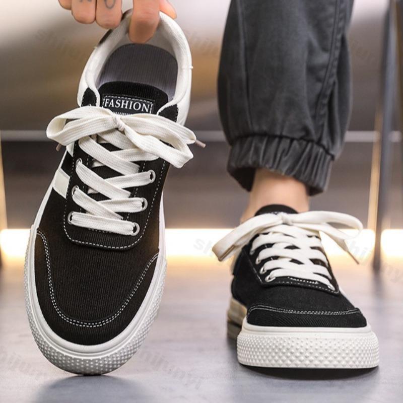 Fashion Men's Niche Design Low Top Casual Canvas Shoes 2025 Autumn New Style Fashion Trend Versatile Comfortable Non Slip Flat Sneakers