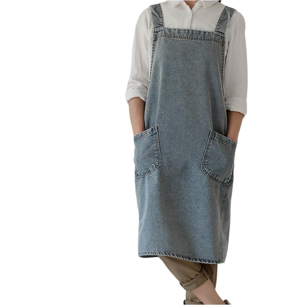 Canvas Washed Denim Advertising Apron Kitchen Bib Work Clothes