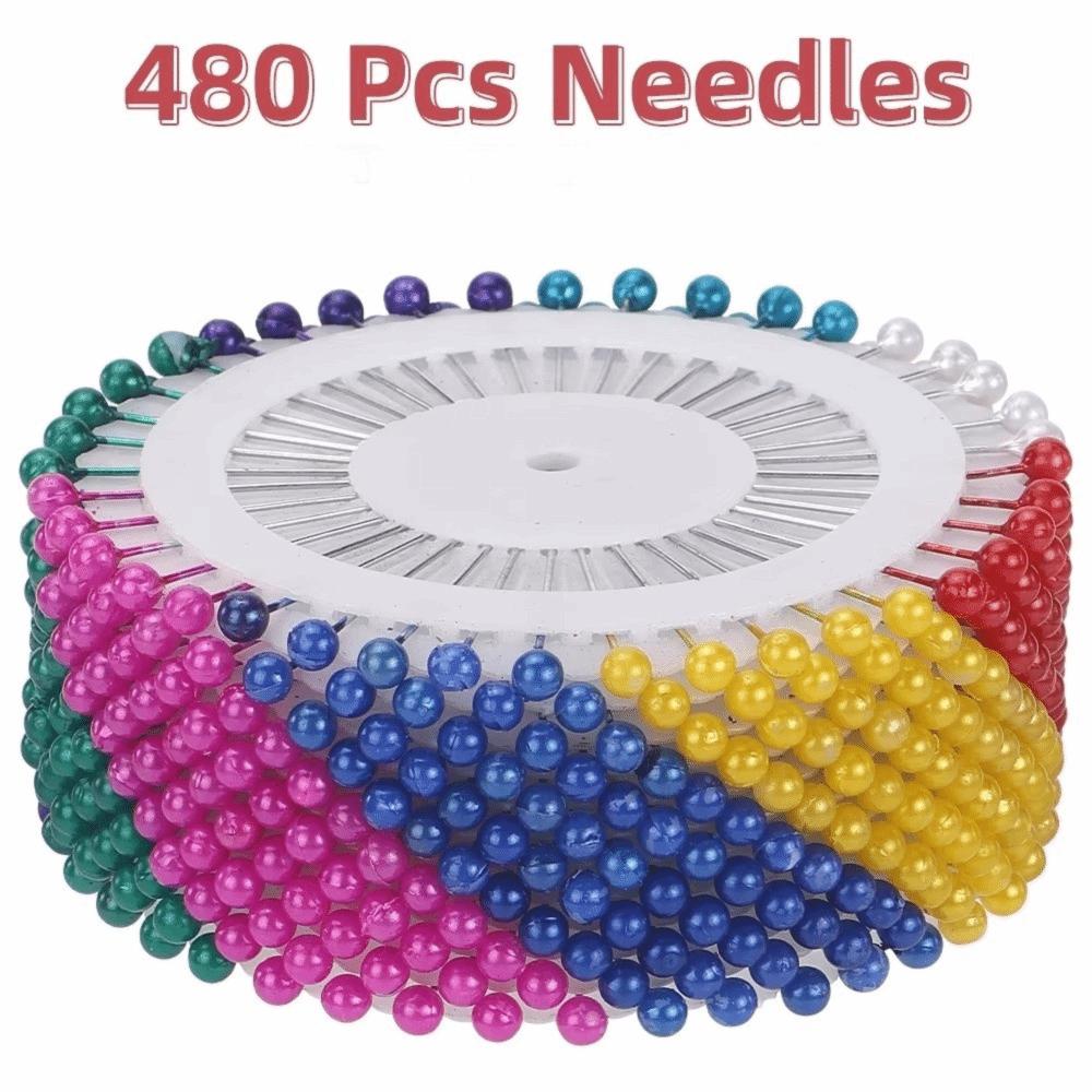 480PCS Bead Pin Colorful Positioning Pin Large Size Shaping Dressmaker Pin Pearl Head Fixing Pin Tailoring
