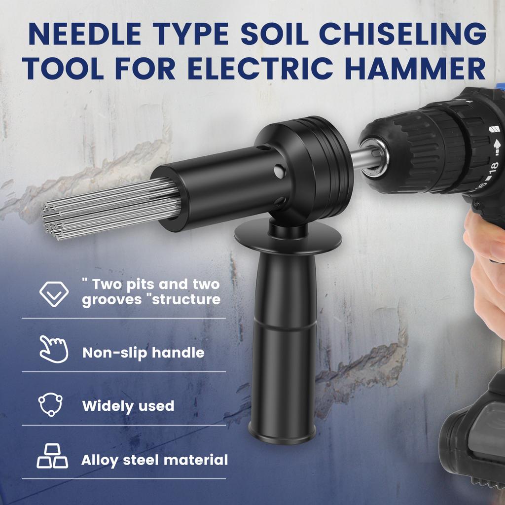 SDS Plus Electric Hammer Deburring Tool Needle Deslagger with Detachable Handle – Efficient Rust Removal and Edge Finishing Tool