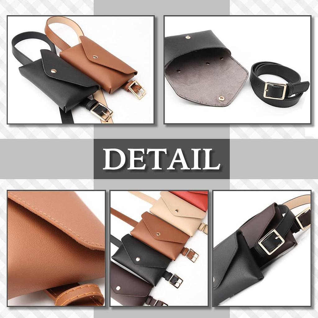 CHROME CRANE Leather Belt Waist with PU Cute BLT041 Women's Bag/Pouch Lining, 2-Way Design, (01.Black)