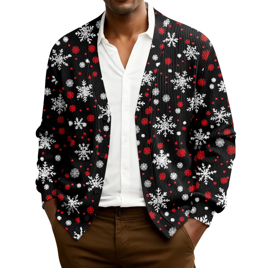 Ribbad långärmad kofta för män