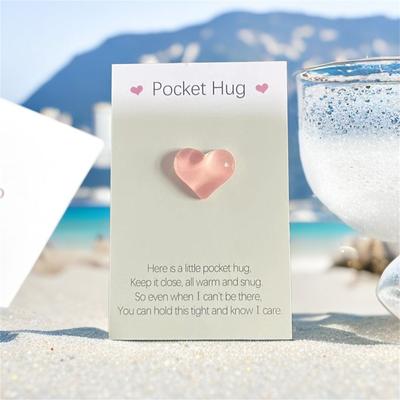 Cute Resin Colored Floral Heart Shaped Pocket Blessing Card