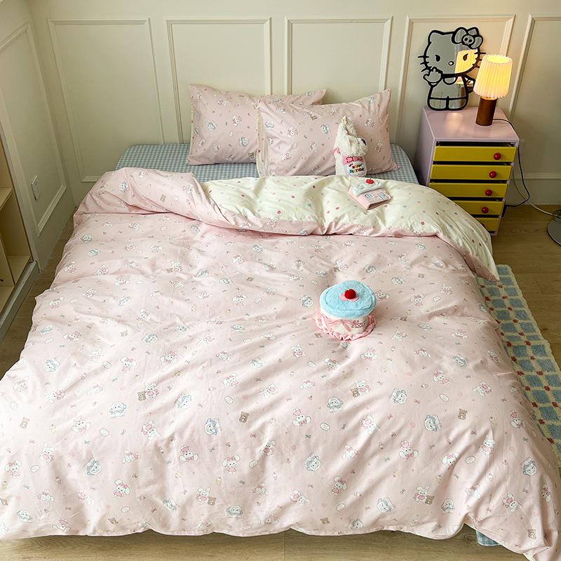 Skin-Friendly Striped Cotton Bedding Set - Fresh Style, 100% Pure Cotton, A-Class Quality, Four-Piece Set for Spring/Summer