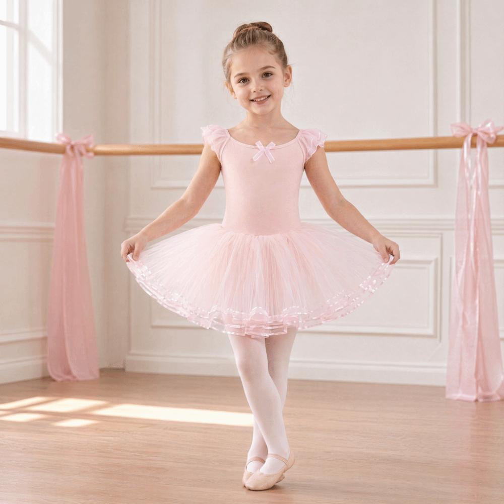 Breathable Gymnastics Tutu Skirts Butterfly Bow Kids Ballet Leotard Girl Ballet Tutu Dress  Grading