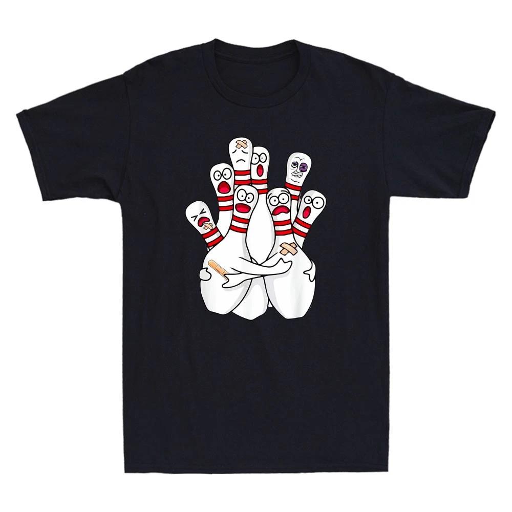 Cartoon Bowling Scared Bowling Pins Meme Funny Sport Bowler Gift Men s T-Shirt XL