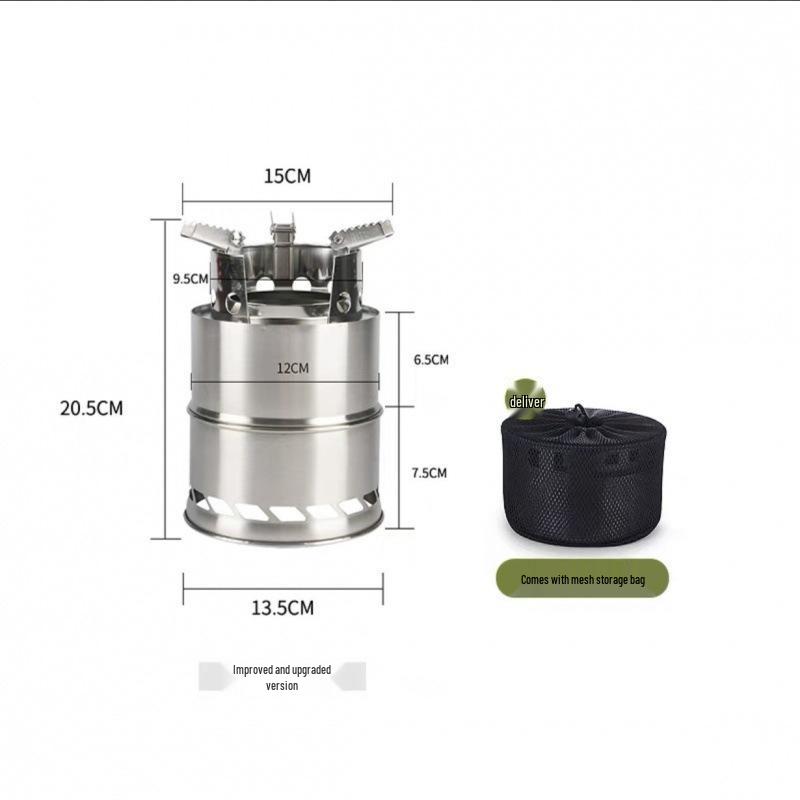 Portable Stainless Steel Folding Camping Stove - Smokeless, Windproof, Compact Outdoor Heater