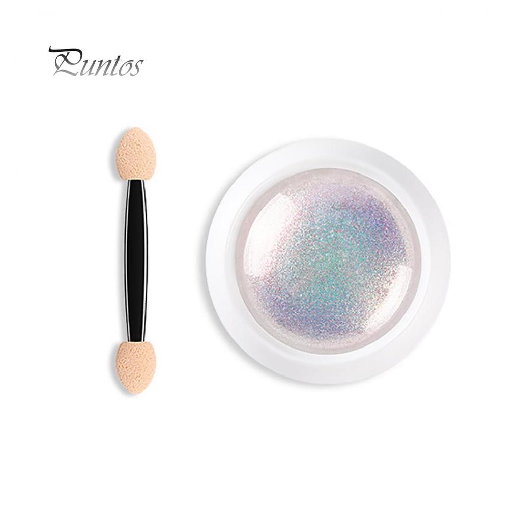Health Caring 3g Glitter Holographic Rainbow Nail Art Powder Mirror Pigment with Mini Brush