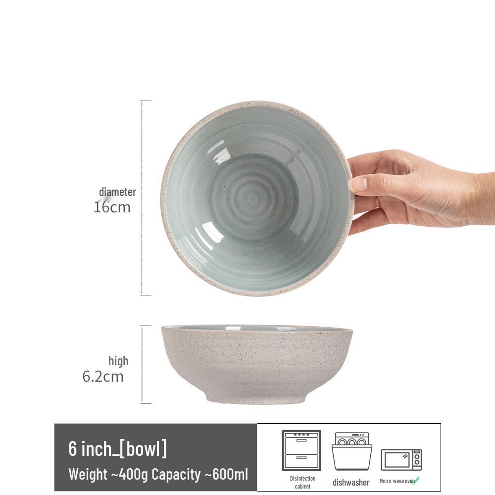 Retro Ceramic Large Bowls for Soup & Vegetables - Practical Tableware for Single Serving