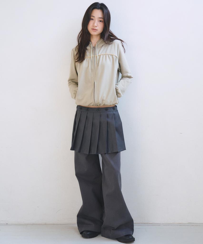 OAFISH Button Waist Wide Pants & Skirt, Charcoal