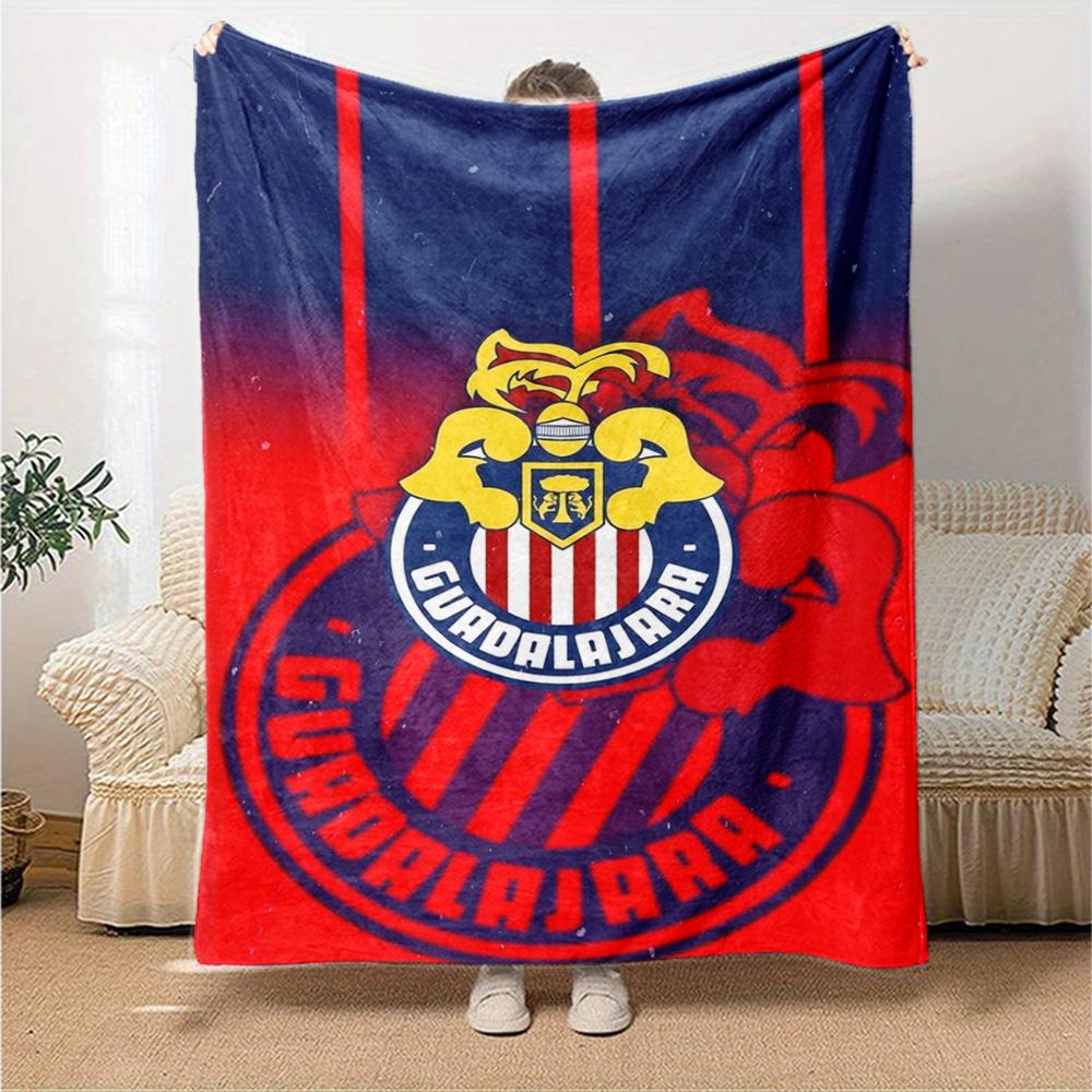 Chivas Guadalajara Logo Print Flannel Blanket High Quality Warm Comfortable Cover for All Seasons Perfect for Gifts Home Decor