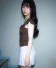 ROSEFRANTZ Ribbon Shirring Sleeveless [Brown]