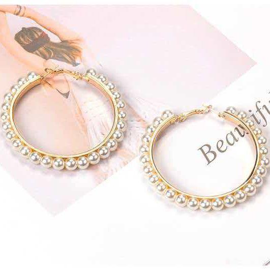 

Gold And Silver Geometric Woven Pearl Rice Bead Earrings Internet Celebrity Fashion Versatile Trend Earrings Retro E82